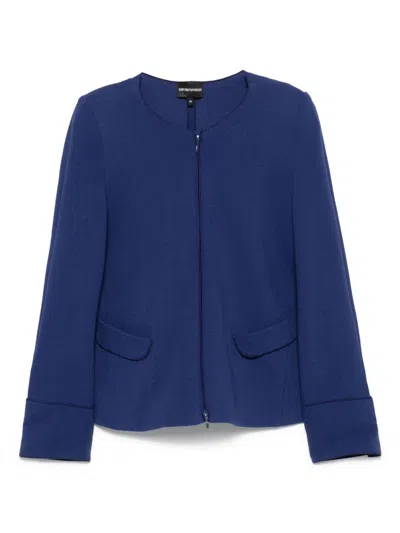 Emporio Armani Cotton Blazer Jacket In Blue