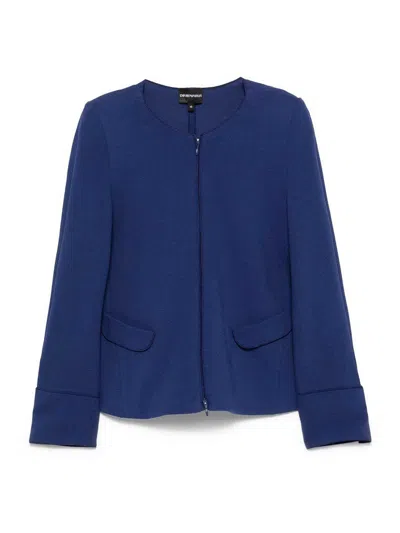 Emporio Armani Cotton Blazer Jacket In Blue