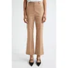 Emporio Armani Cotton Blend Ankle Flare Pants In Solid Medium Brown
