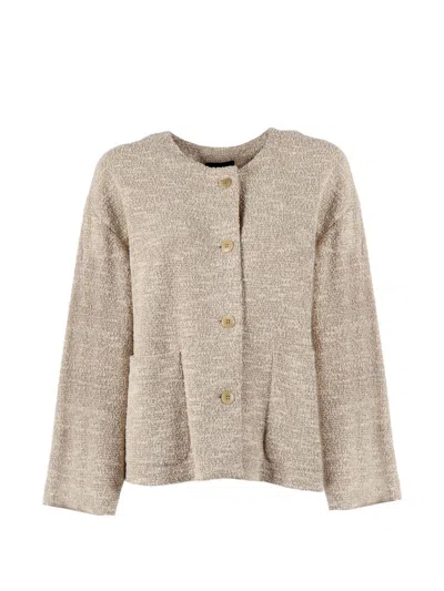 Emporio Armani Cotton Blend Blazer In Beige