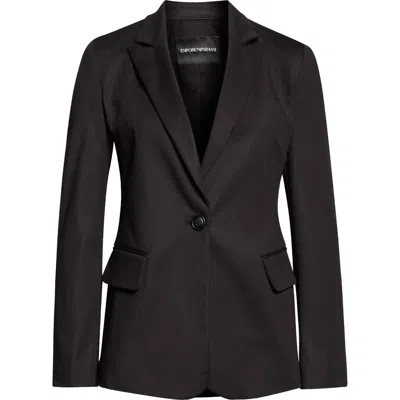 Emporio Armani Cotton Blend Blazer In Black