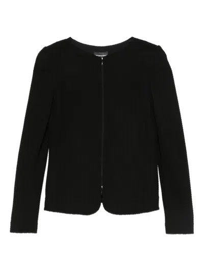 Emporio Armani Cotton Blend Blazer Jacket In Black