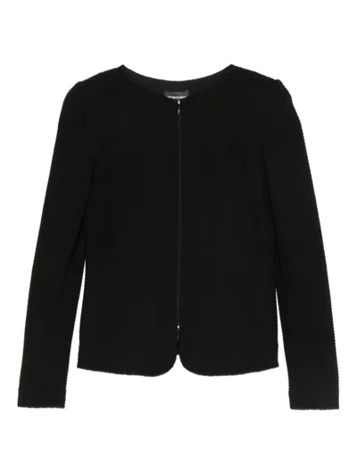 Emporio Armani Cotton Blend Blazer Jacket In Black