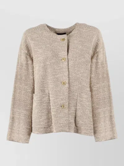 Emporio Armani Cotton Blend Blazer Jacket Long Sleeves In Multi