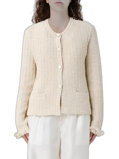 Emporio Armani Cotton Blend Blazer Jacket In Neutral