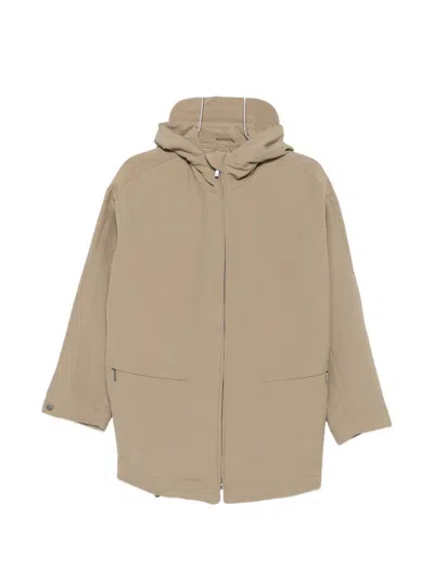 Emporio Armani Hooded Cotton Blend Blouson Coat In Neutral