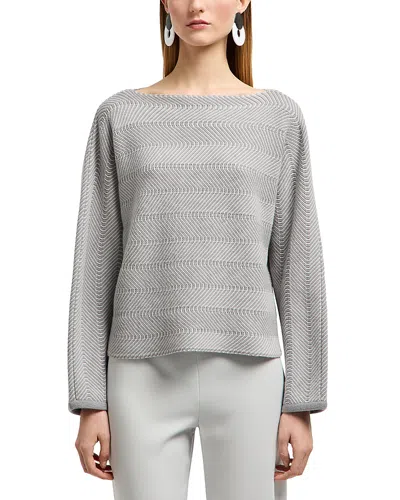 Emporio Armani Cotton Blend Chevron Knit Sweater In Grey
