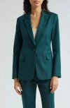 Emporio Armani Single-button Couture Cotton Blazer In Dark Green