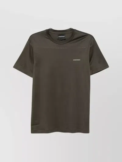 Emporio Armani Cotton Blend Crew Neck Logo T-shirt In Green