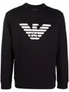 Emporio Armani Cotton Blend Crewneck Sweatshirt In Black
