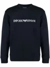 Emporio Armani Cotton Blend Crewneck Sweatshirt In Black