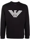 Emporio Armani Cotton Blend Crewneck Sweatshirt In Black