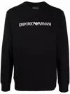 Emporio Armani Logo-print Crew-neck Sweatshirt In Black