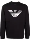 Emporio Armani Cotton Blend Crewneck Sweatshirt In Black