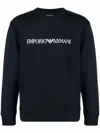 Emporio Armani Cotton Blend Crewneck Sweatshirt In Blue