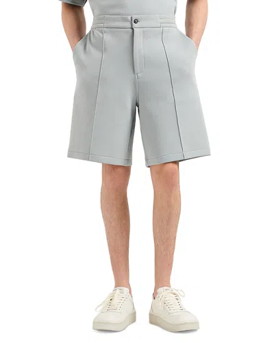 Emporio Armani Official Store Double-jersey Bermuda Shorts With Ribs In Light Gray