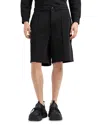 Emporio Armani Cotton Blend Double Jersey Regular Fit Bermuda Shorts In Solid Black