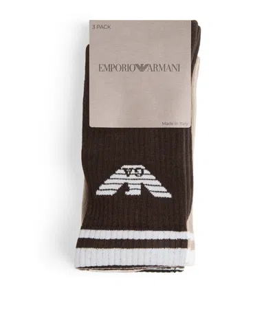 Emporio Armani Cotton-blend Eagle Logo Socks In Black
