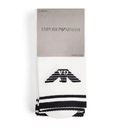 Emporio Armani Cotton-blend Eagle Logo Socks In White