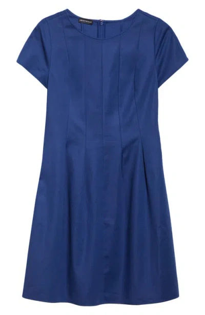 Emporio Armani Pleated Fit-&-flare Mini Dress In Cobalt Blue