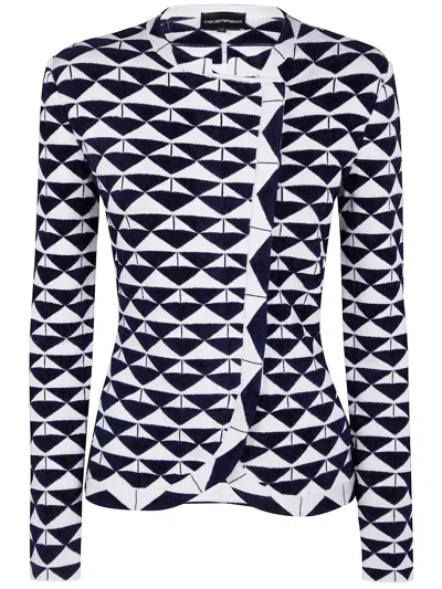 Emporio Armani Cotton Blend Geometric Blouse In Pattern