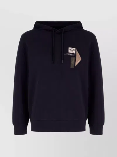 Emporio Armani Cotton Blend Hooded Sweatshirt In Black