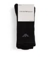 Emporio Armani Cotton-blend Logo Ankle Socks In Black