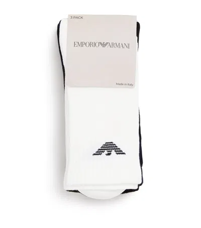 Emporio Armani Cotton-blend Logo Ankle Socks In White