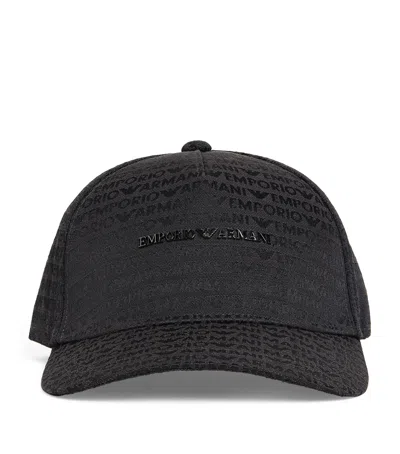 Emporio Armani Cotton-blend Logo Baseball Cap In Black