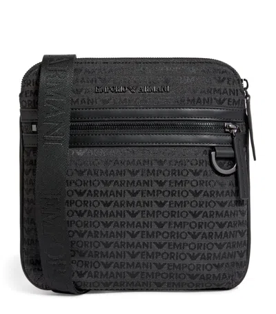 Emporio Armani Cotton-blend Logo Cross-body Bag In Black