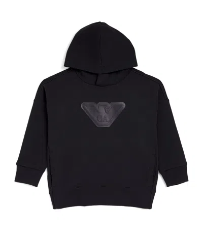 Emporio Armani Kids' Cotton-blend Logo Hoodie In Navy