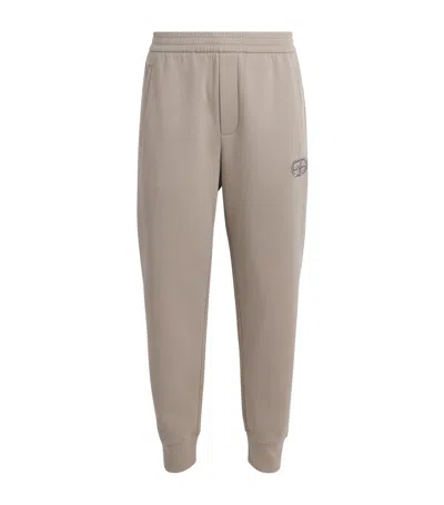 Emporio Armani Cotton-blend Logo Sweatpants In Gray