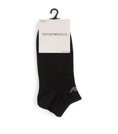 Emporio Armani Cotton-blend Logo Trainer Socks In Black