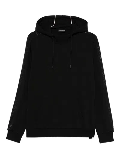 Emporio Armani Cotton Blend Loungewear Hoodie In Black