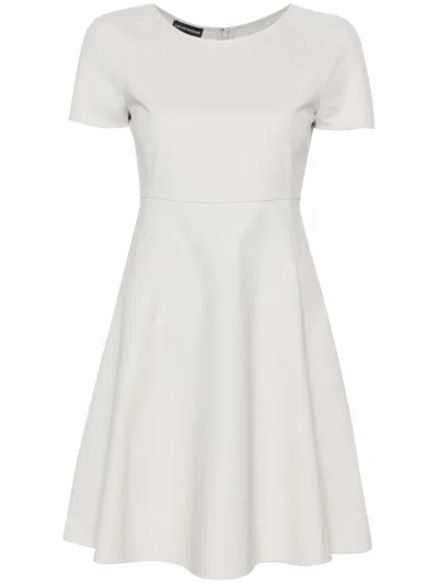 Emporio Armani Cotton Blend Mini Dress In Gray