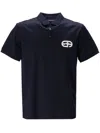 Emporio Armani Embroidered Logo Polo Shirt In Blue