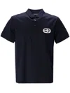 Emporio Armani Embroidered Logo Polo Shirt In Blue
