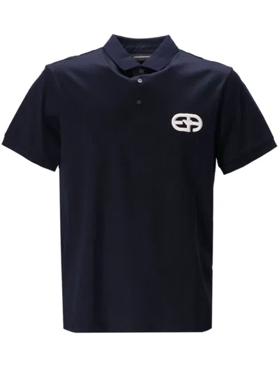 Emporio Armani Cotton Blend Polo Shirt In Blue