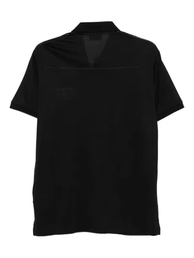 Emporio Armani Cotton Blend Polo Shirt In Black
