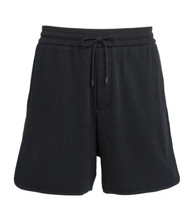 Emporio Armani Cotton-blend Ribbed Shorts In Blue