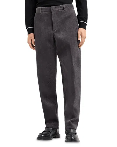 Emporio Armani Cotton Blend Ribbed Velour Regular Fit Pants In Slate