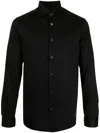 Emporio Armani Cotton Poplin Shirt With Buttoned Cuffs And Curved Hem