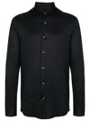 Emporio Armani Cotton Poplin Shirt With Buttoned Cuffs And Curved Hem