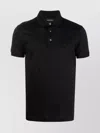 Emporio Armani Cotton Blend Shirt With Polo Collar And Short Sleeves In Black