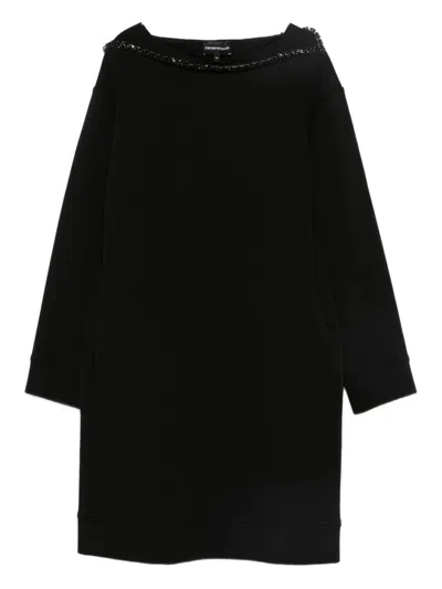 Emporio Armani Long-sleeved Embellished Dress In Black