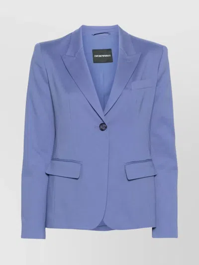 Emporio Armani Cotton Blend Single-breasted Blazer In Purple