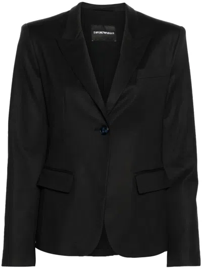 EMPORIO ARMANI COTTON BLEND SINGLE-BREASTED BLAZER