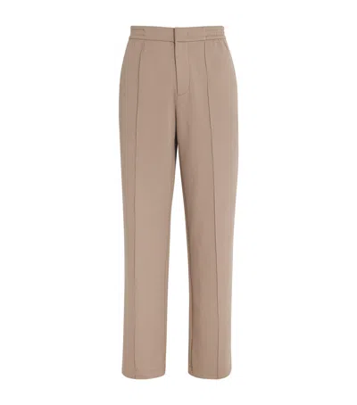 Emporio Armani Cotton-blend Straight Trousers In Beige