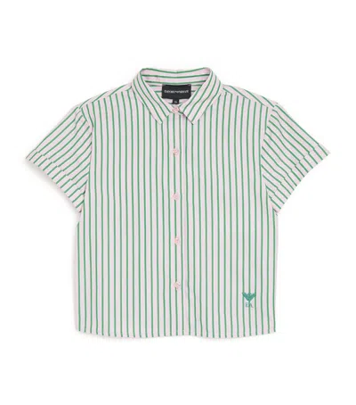 Emporio Armani Kids' Cotton-blend Striped Shirt In Green