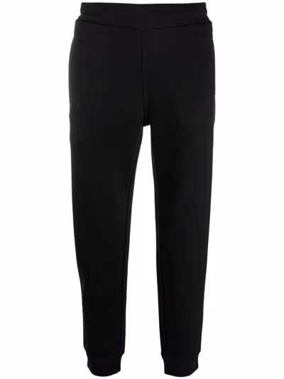 Emporio Armani Diagonal-weave Cotton Blend Trousers In Black